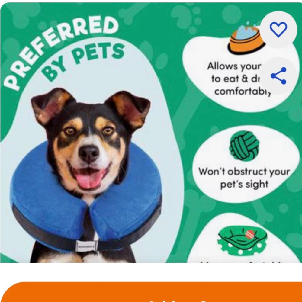 (BRAND NEW) BENCMATE MEDIUM INFLATABLE DOG/CAT CONE COLLAR (NWOT) (NEVER USED)